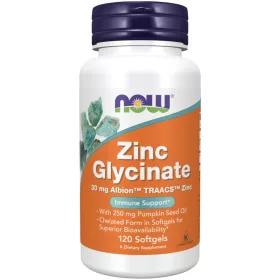   Now Foods Zinc Glycinate 30mg Albion TRAACS Zinc 120 Softgels 120 Gélkapszula