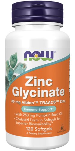 Now Foods Zinc Glycinate 30mg Albion TRAACS Zinc 120 Softgels 120 Gélkapszula