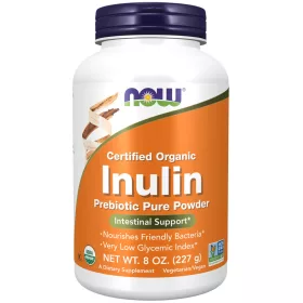   Now Foods Inulin Prebiotic Pure Powder Certified Organic 8oz 227g Unflavored (Ízesítetlen)