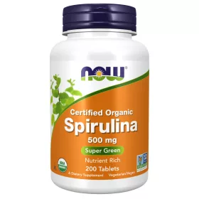   Now Foods Spirulina 500mg Certified Organic 200 Tablets 200 Tabletta