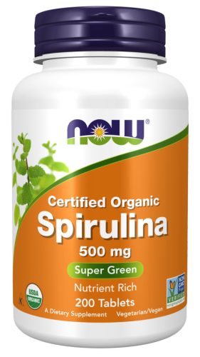 Now Foods Spirulina 500mg Certified Organic 200 Tablets 200 Tabletta