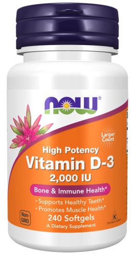 Now Foods Vitamin D-3 2000 IU High Potency 240 Softgels 240 Gélkapszula
