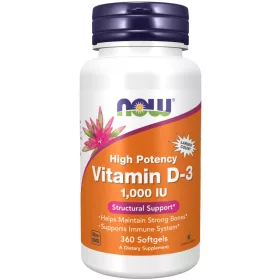   Now Foods Vitamin D-3 1000 IU High Potency 360 Softgels 360 Gélkapszula