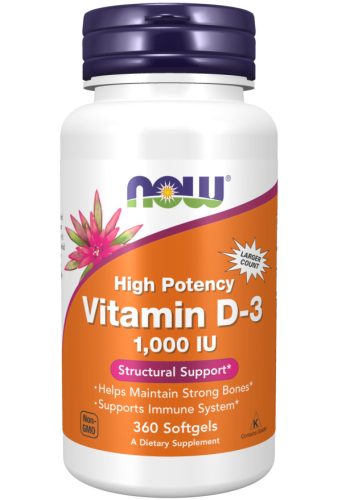 Now Foods Vitamin D-3 1000 IU High Potency 360 Softgels 360 Gélkapszula