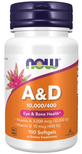 Now Foods Vitamin A&D 10000 IU/ 400 IU 100 Softgels 100 Gélkapszula