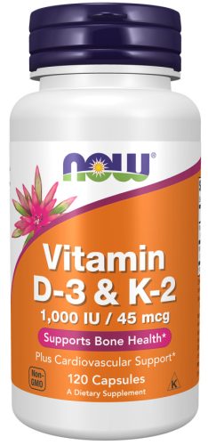 Now Foods Vitamin D-3 and K2 1000 IU 120 VCaps 120 Kapszula
