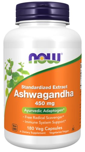 Now Foods Ashwagandha 450mg Standardized Extract 180 Veg Capsules 180 Kapszula