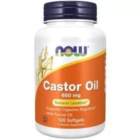 Now Foods Castor Oil 650mg 120 Softgels 120 Gélkapszula