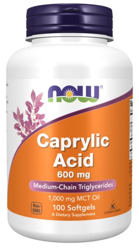 Now Foods Caprylic Acid 600mg 1000mg MCT Oil 100 Softgels 100 Gélkapszula