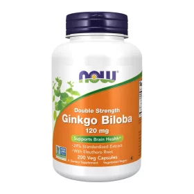 Now Foods Ginkgo Biloba 120mg Double Strenght 200 Veg Capsules 200 Kapszula