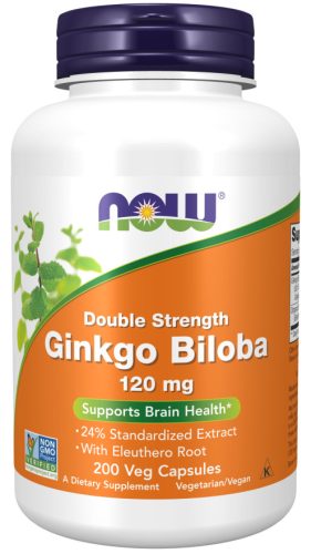 Now Foods Ginkgo Biloba 120mg Double Strenght 200 Veg Capsules 200 Kapszula