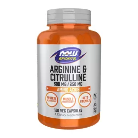Now Foods Arginine & Citrulline 500mg/250mg 120 Veg Capsules 120 Kapszula