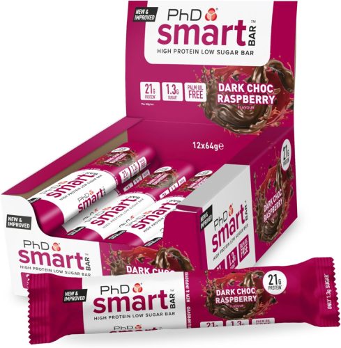 PhD Nutrition Karton Smart Bar 12x64g Dark Choc Raspberry (Étcsokoládé Málna)