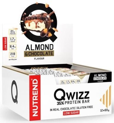Nutrend Karton Qwizz Protein Bar 12x60g Almond Chocolate (Mandula Csokoládé)