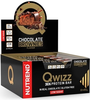 Nutrend Karton Qwizz Protein Bar 12x60g Chocolate Brownie (Csokoládé Brownie)