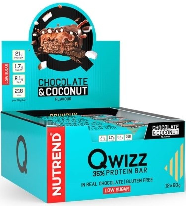 Nutrend Karton Qwizz Protein Bar 12x60g Chocolate Coconut (Csokoládé Kókusz)