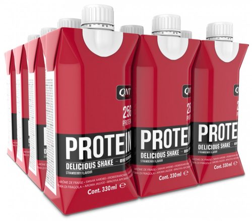 QNT Karton Delicious Protein Shake RTD 12x330ml Strawberry (Eper)
