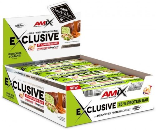 AMIX Karton Exclusive Protein Bar 12x85g Pistachios & Caramel (Pisztácia Karamell)