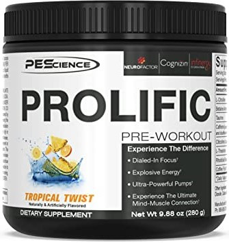 PEScience Prolific Pre-Workout 280g Tropical Twist (Trópusi Gyümölcs)