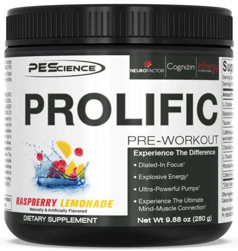 PEScience Prolific Pre-Workout 280g Raspberry Lemonade (Málna Limonádé)