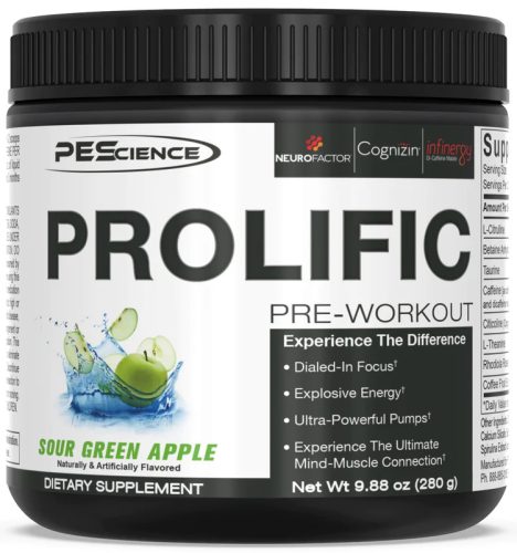PEScience Prolific Pre-Workout 280g Sour Green Apple (Zöldalma)