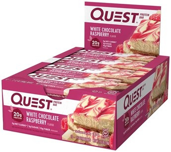 Quest Nutrition Karton Quest Bar 12x60g White Choc Raspberry (Fehércsokoládé Málna)