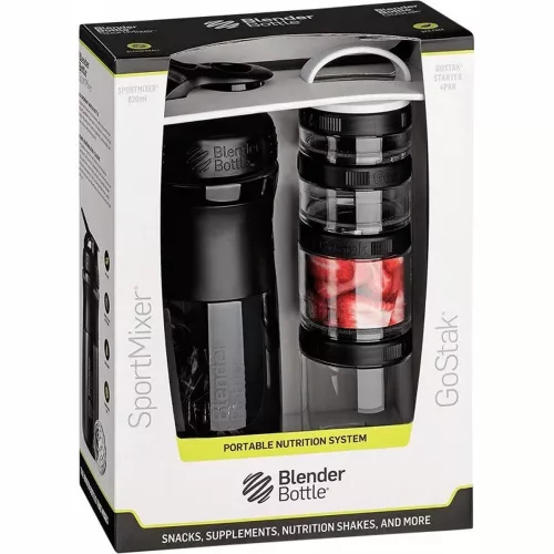 Blender Bottle Combo Pak Sportmixer Go Stack Black (Fekete) 28oz Shaker + Go Stack Starter 4 Pak