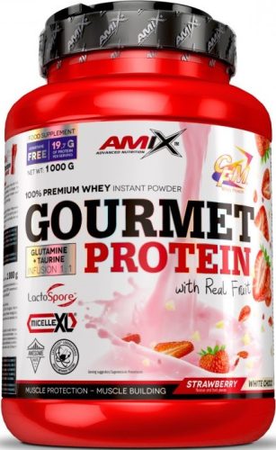 AMIX Gourmet Protein 1000g Strawberry White Chocolate (Eper Fehércsokoládé)