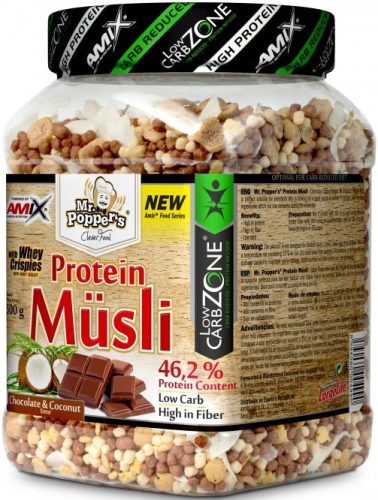 AMIX Mr. Poppers LowCarb Protein Müsli With Whey Crispies 500g Choco Coconut (Csokoládé Kókusz)