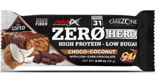 AMIX Low-Carb ZeroHero 31% Protein Low Sugar Bar 65g Choco Coconut (Csokoládé Kókusz)