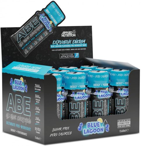 Applied Nutrition Karton ABE Ultimate Pre-Workout Shot 12x60ml Blue Lagoon (Kék Lagúna) EXP.:2025/08/31