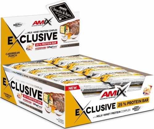 AMIX Karton Exclusive Protein Bar 12x85g Caribbean Punch (Gyümölcspuncs)