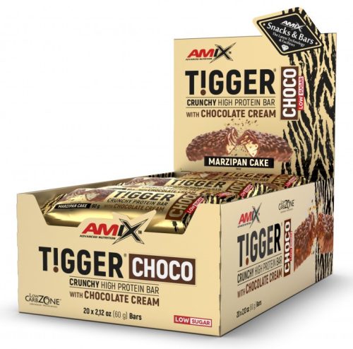AMIX Karton Tigger Choco Protein Bar 20x60g Marzipan Cake (Marcipán Torta) EXP.:2025/09/30
