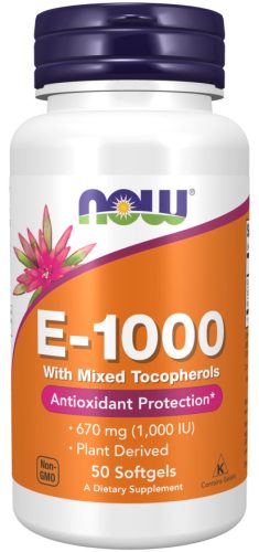 Now Foods E-1000 Natural With Mixed Tocopherols 50 Softgels 50 Gélkapszula