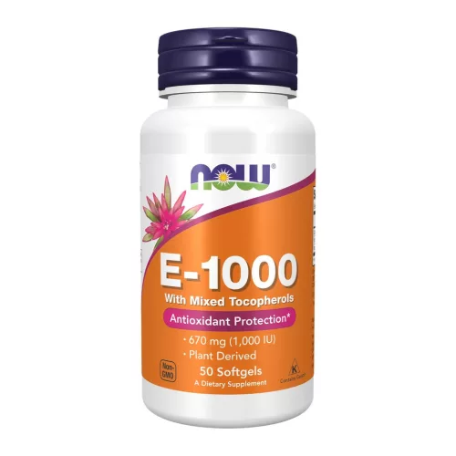 Now Foods E-1000 Natural With Mixed Tocopherols 50 Softgels 50 Gélkapszula