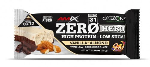 AMIX Low-Carb ZeroHero 31% Protein Low Sugar Bar 65g Vanilla Almond (Vanília Mandula)